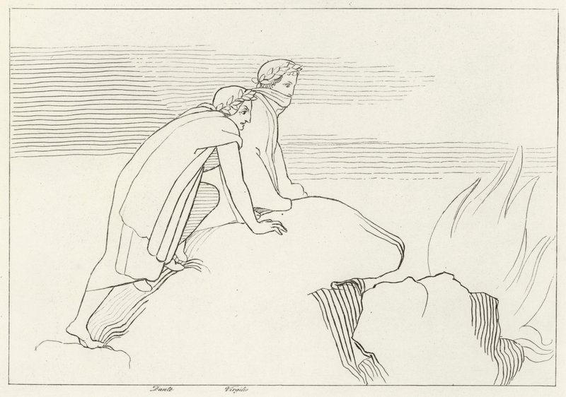 The Flaming Gulf, Inferno, Canto 26 (gravering) av John (after) Flaxman