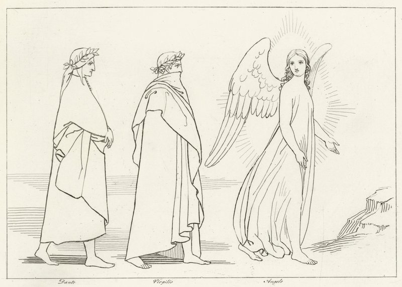 The Guiding Angel, Purgatory, Canto 15 (gravering) av John (after) Flaxman