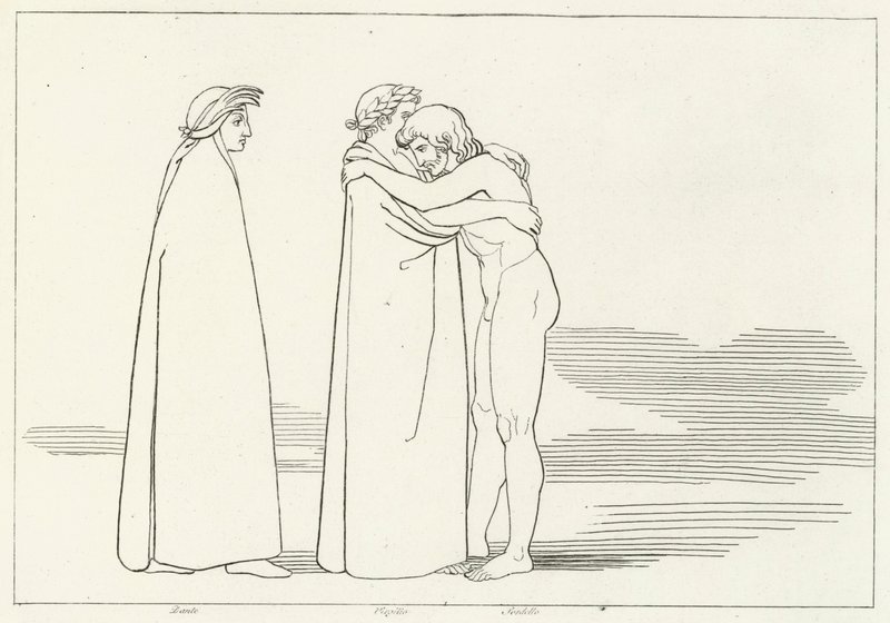 Møtet med Sordello, Skjærsilden, Canto 6 (gravering) av John (after) Flaxman