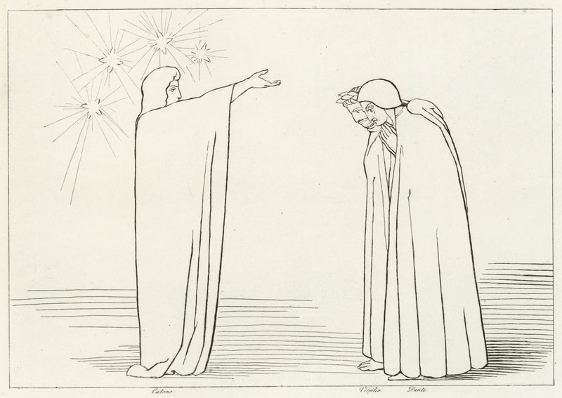 The Mountain of Probation, Purgatory, Canto 1 (gravering) av John (after) Flaxman
