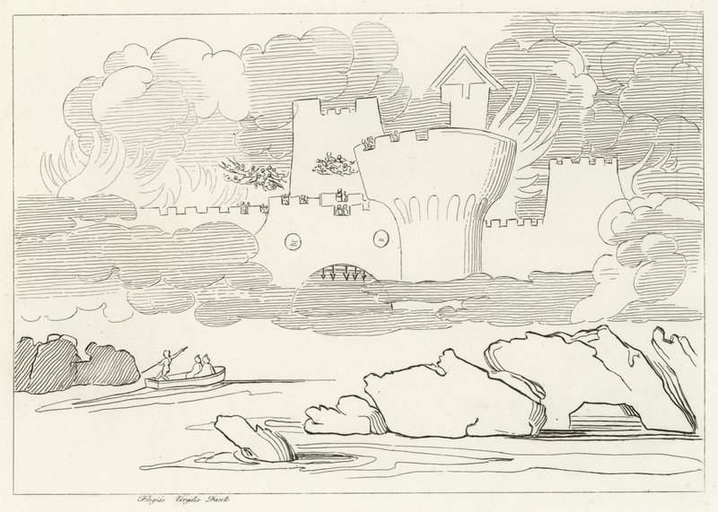 The Pool of Envy, Inferno, Canto 8 (gravering) av John (after) Flaxman
