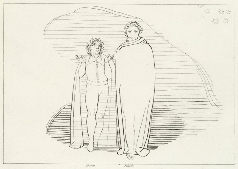 The Reascent, Inferno, Canto 34 (gravering) av John (after) Flaxman
