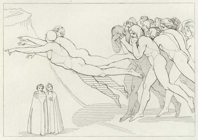 The Region of Selfishness, Purgatory, Canto 18 (gravering) av John (after) Flaxman