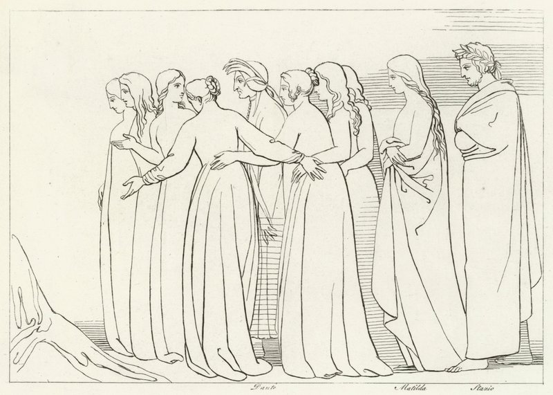 The River Eunoe, Purgatory, Canto 33 (gravering) av John (after) Flaxman