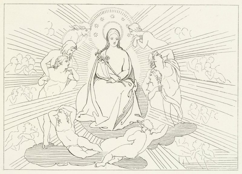 Jomfru Maria, Paradise, Canto 31 (gravering) av John (after) Flaxman