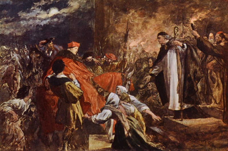 Arrival of Cardinal Wolsey at Leicester Abbey (colour litho)   1326530   no       norwegian Successfully Translated  Original: De Hoornbrug tussen Den Haag en Delft Translat: De Hoornbrug tussen Den Haag en Delft 1355669 no norwegian Successfully Translate av John (after) Gilbert