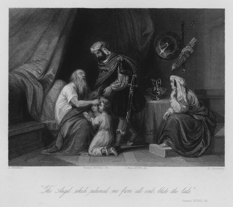 Jakob velsignet Efraim og Manasse, 1. Mosebok XLVIII av John (after) Gilbert