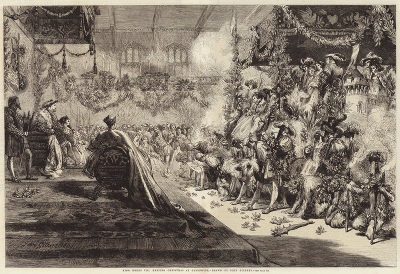 Kong Henry VIII holder jul i Greenwich (gravering) av John (after) Gilbert