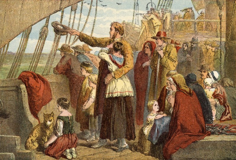 Siste syn av Old England (farget gravering) av John (after) Gilbert