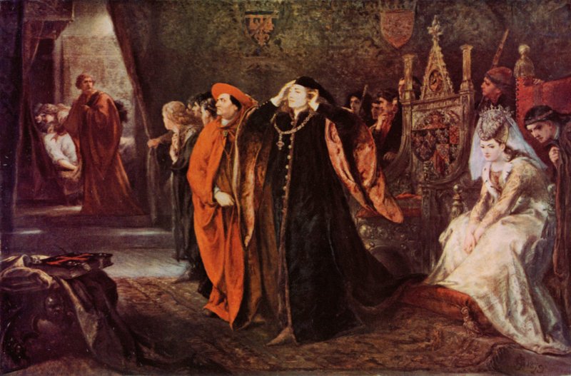 Shakespeare: The Death of Gloucester, kong Henry VI, del II, akt III, scene 2 (farge litho) av John (after) Gilbert