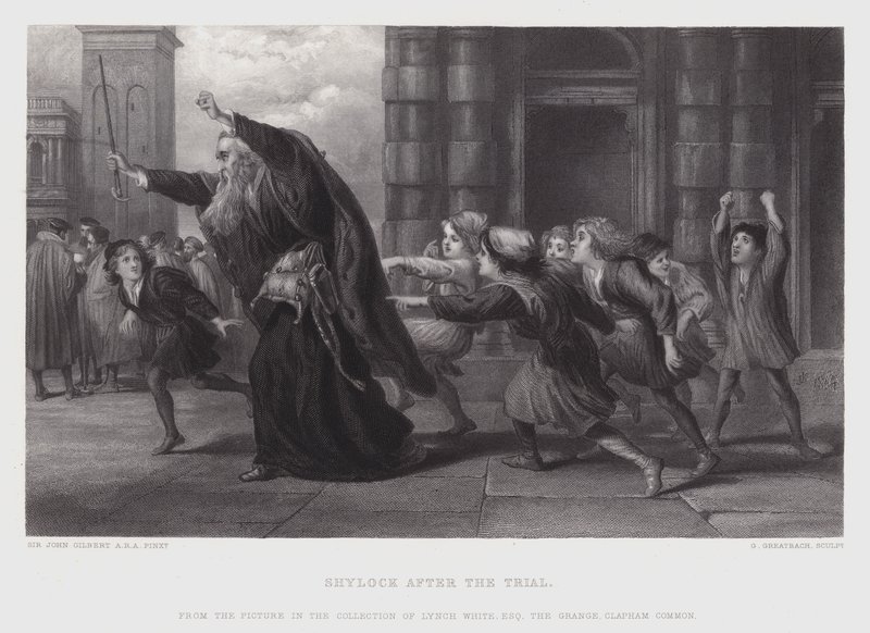 Shylock etter rettssaken (gravering) av John (after) Gilbert