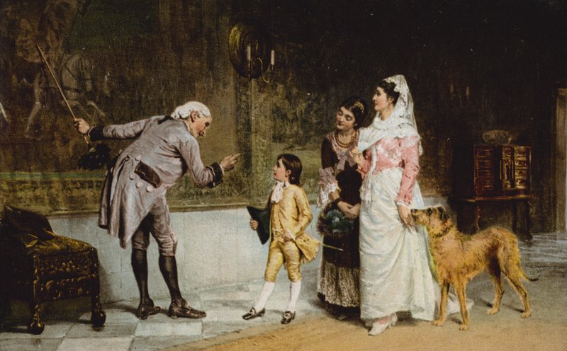 Stamfaren på billedvev (farge litho) av John (after) Hassall