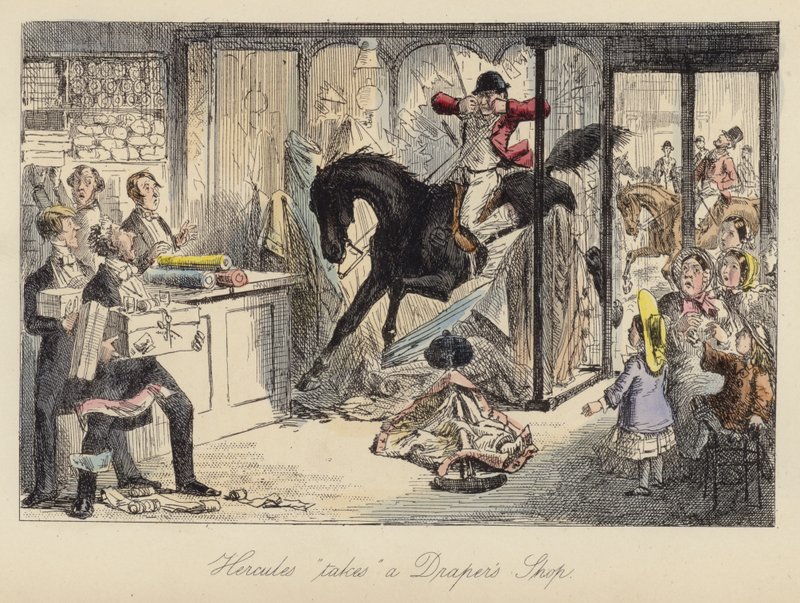 John Leech-illustrasjon for Mr Sponge's Sporting Tour (farget gravering) av John (after) Leech