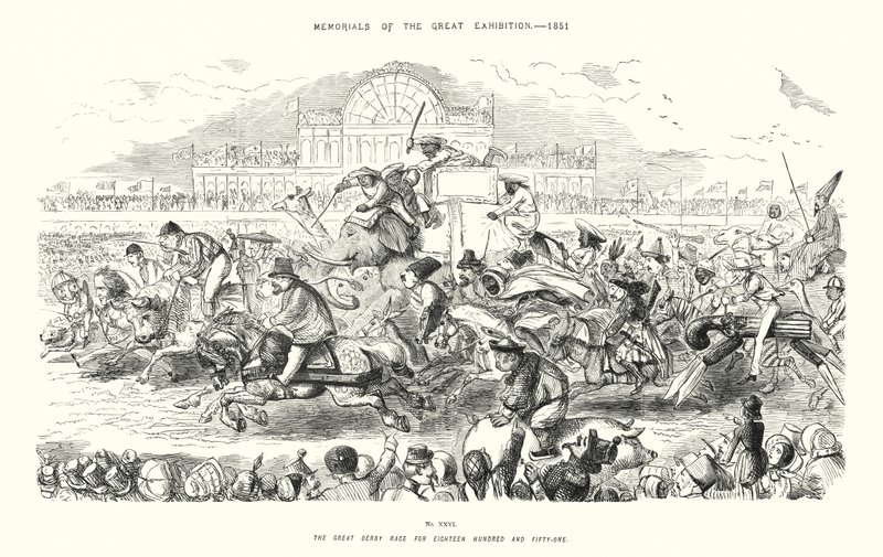 Minnesmerker fra den store utstillingen 1851, Det store derbyløpet for atten hundre og femti-en (gravering) av John (after) Leech