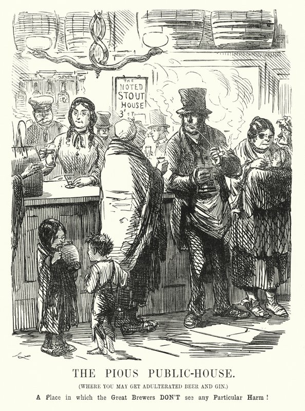 Punch tegneserie: The Pious Public House (gravering) av John (after) Leech