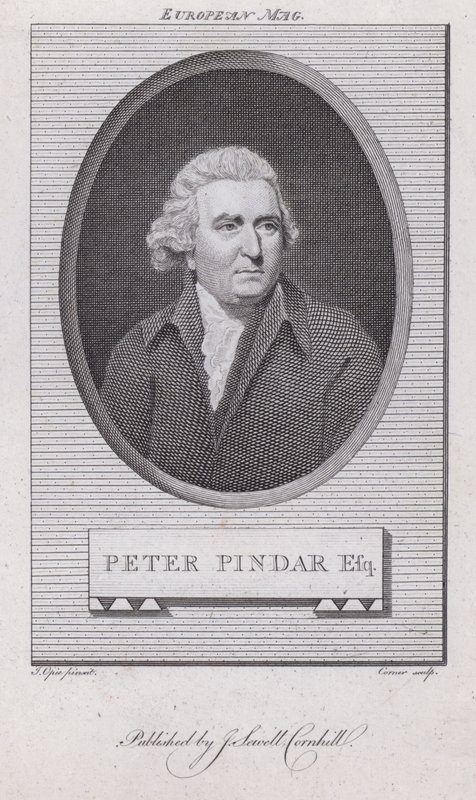 John Wolcot , engelsk lege og satiriker som skrev under pennenavnet Peter Pindar (gravering) av John (after) Opie