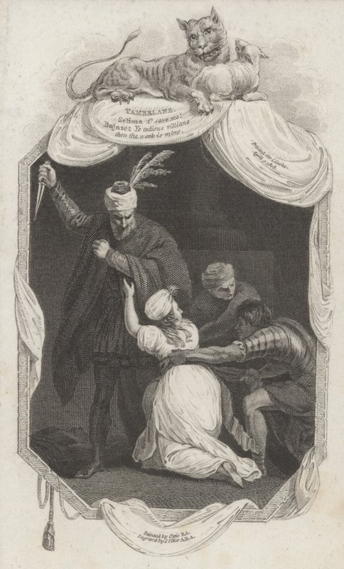 Scene fra Tamerlane av Nicholas Rowe (gravering) av John (after) Opie