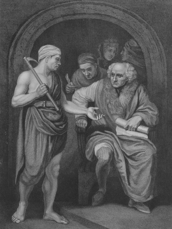 The Lord of the Vineyard, St. Matteus 20, Vers 1-17 (gravering) av John (after) Opie