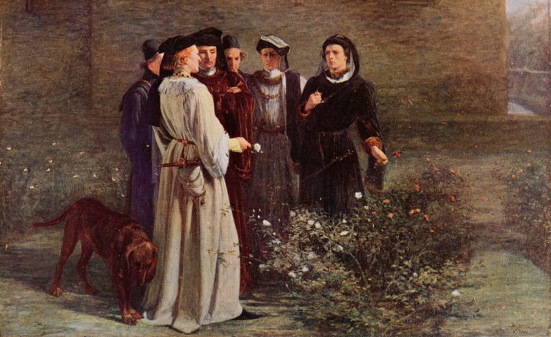 Shakespeare: The Red Rose and the White, Henry VI, Part I, Act II, Scene 4 (litho-farge) av John (after) Pettie