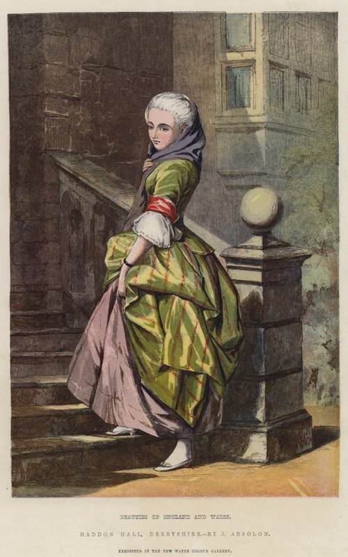 Beauties of England and Wales, Haddon Hall, Derbyshire (chromolitho) av John Absolon