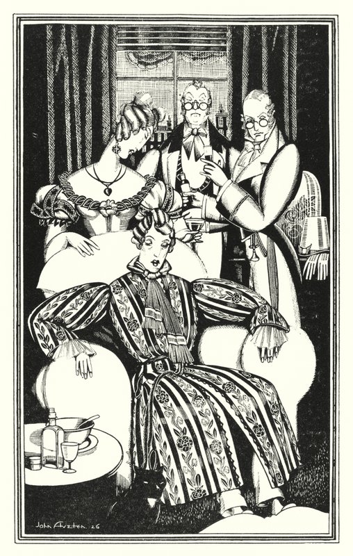 Illustrasjon for Don Juan av Lord Byron: Jeg vet ikke hvordan det var, men han ble syk (litho) av John Austen