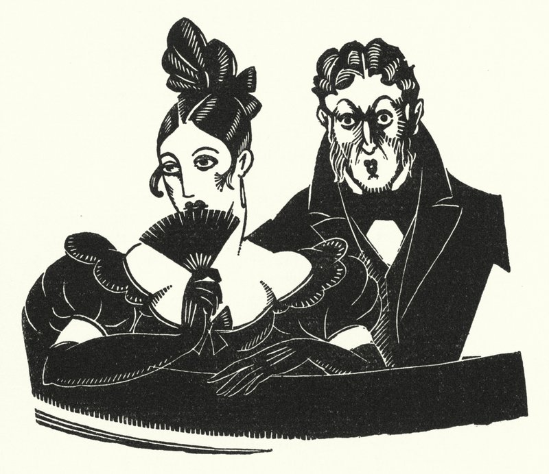 Illustrasjon for Madame Bovary av Gustave Flaubert (litho) av John Austen