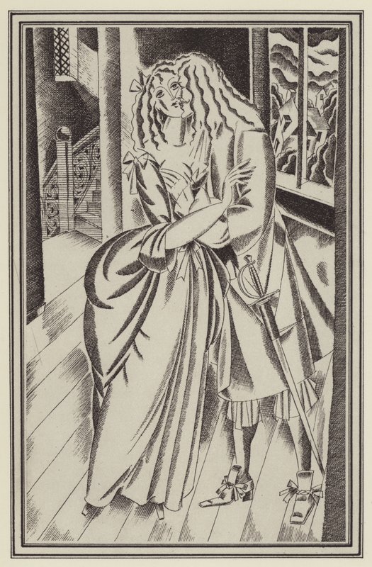 Illustrasjon for Moll Flanders av Daniel Defoe (litho) av John Austen