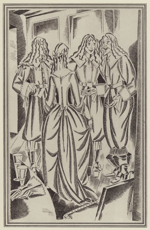Illustrasjon for Moll Flanders av Daniel Defoe (litho) av John Austen