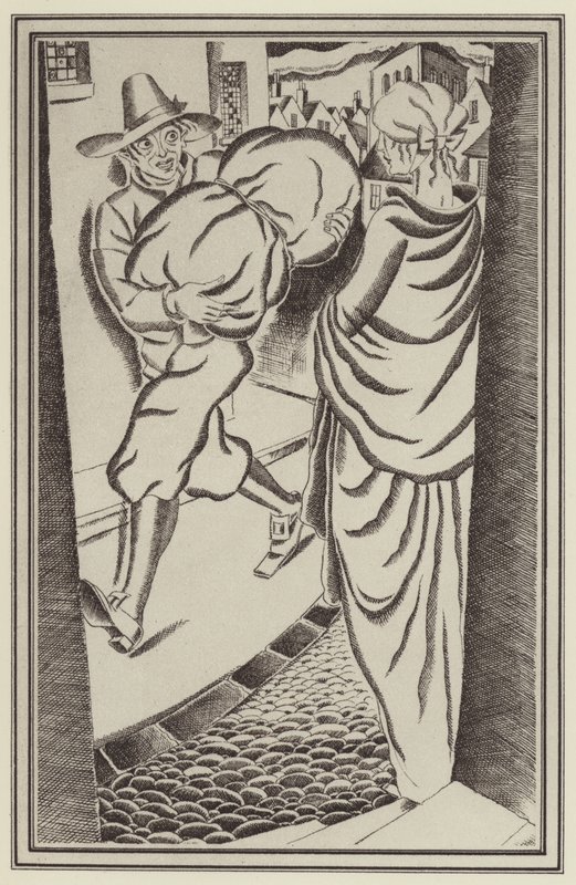 Illustrasjon for Moll Flanders av Daniel Defoe (litho) av John Austen