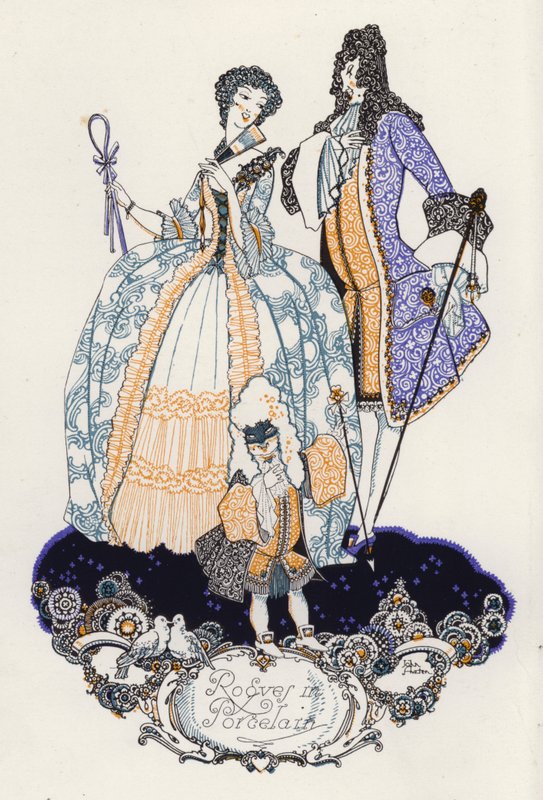 Illustrasjon for "Rogues In Porcelain", A Miscellany of Eighteenth Century Poems (farge litho) av John Austen