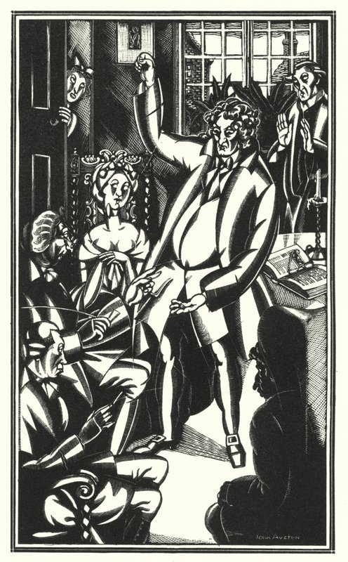 Illustrasjon for Tristram Shandy av Laurence Sterne (litho) av John Austen
