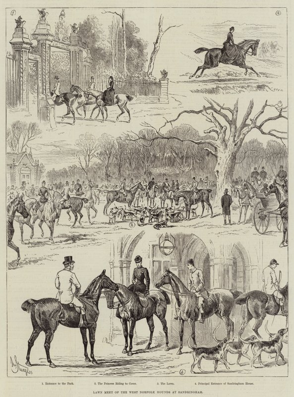 Lawn Meet av West Norfolk Hounds i Sandringham av John Bagnold Burgess