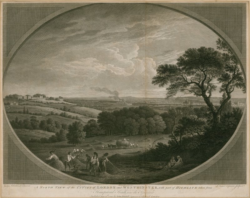 En nordlig utsikt over byene London og Westminster med en del av Highgate av John Boydell