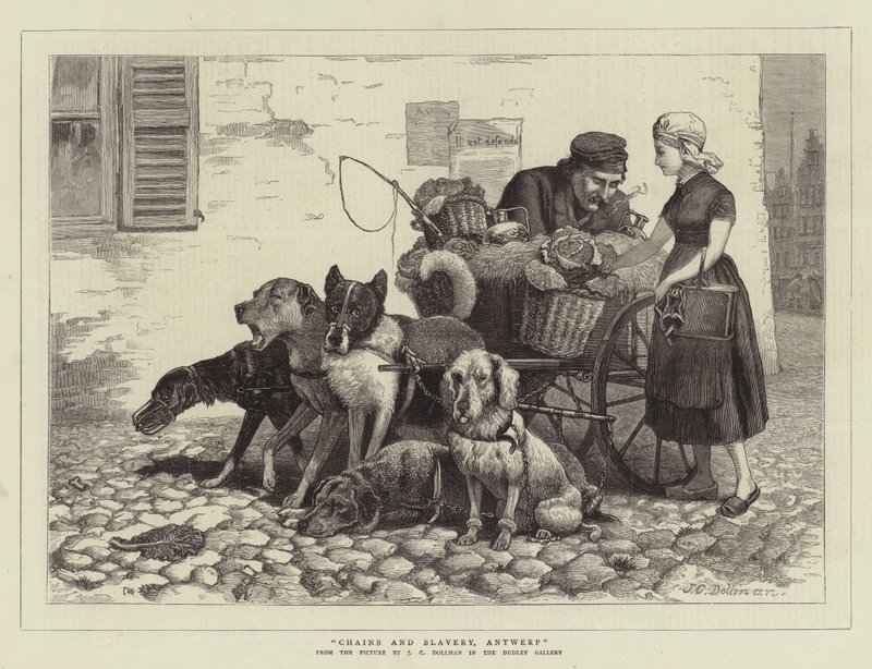 Kjeder og slaveri, Antwerpen (gravering) av John Charles (after) Dollman