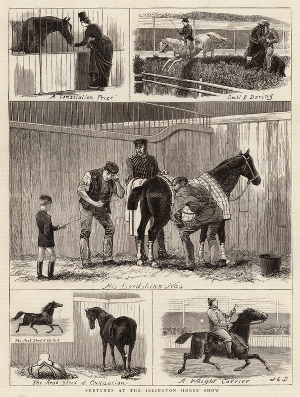 Skisser på Islington Horse Show av John Charles Dollman