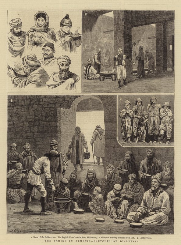 Hungersnøden i Armenia, skisser ved Diarbekir av John Charles Dollman