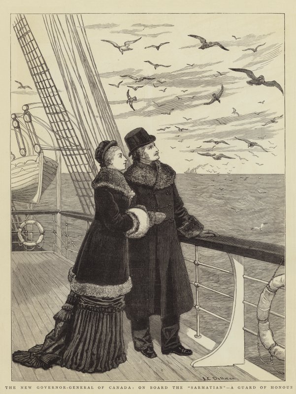Den nye generalguvernøren i Canada, om bord på Sarmatian, en æresvakt av John Charles Dollman