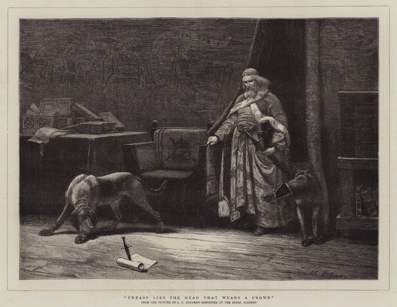 Urolig ligger hodet som bærer en krone av John Charles Dollman