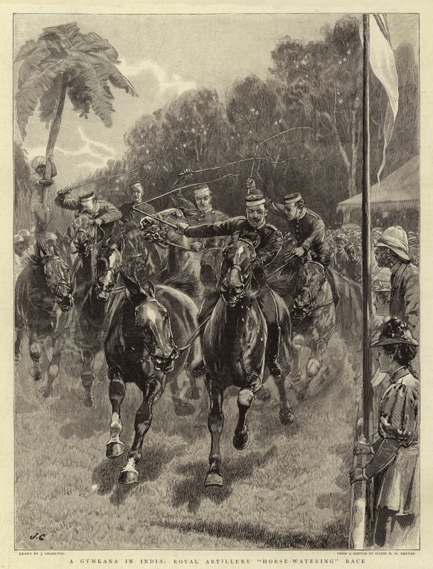 En Gymkana i India, Royal Artillery Horse-Watering Race av John Charlton
