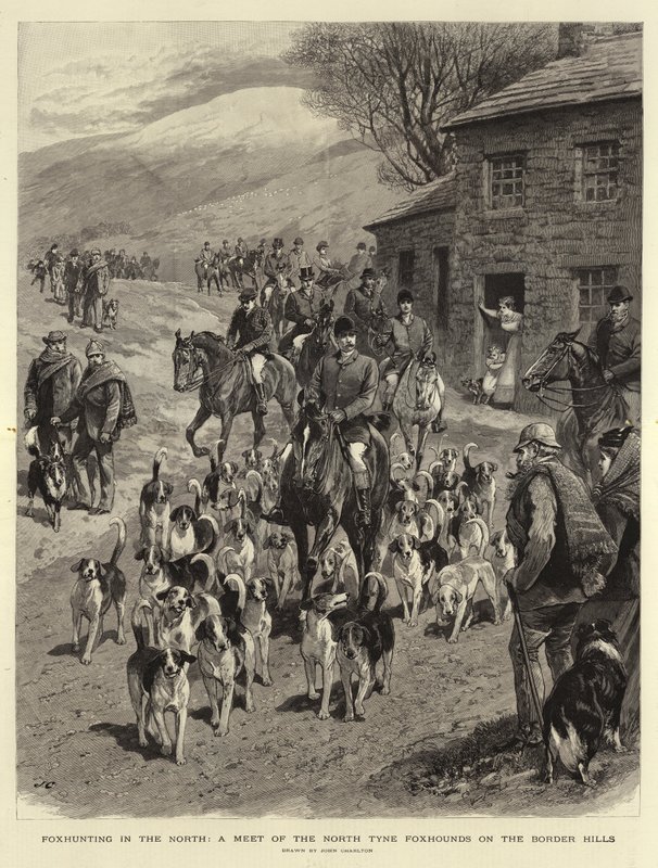 Revejakt i nord, et møte mellom North Tyne Foxhounds på Border Hills av John Charlton