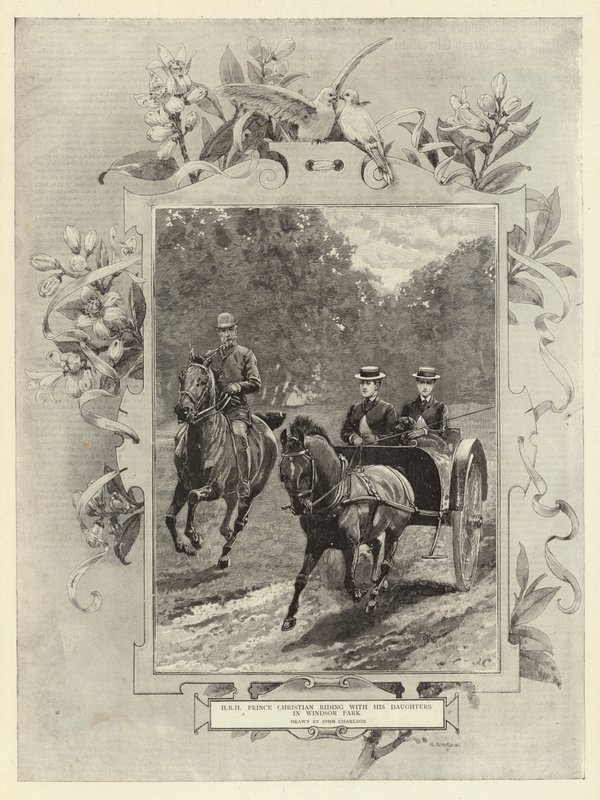 H R H Prince Christian sykler med døtrene sine i Windsor Park av John Charlton