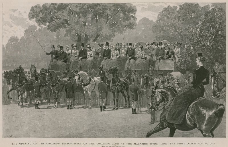 Møt med Coaching Club på Magazine, Hyde Park, London (gravering) av John Charlton