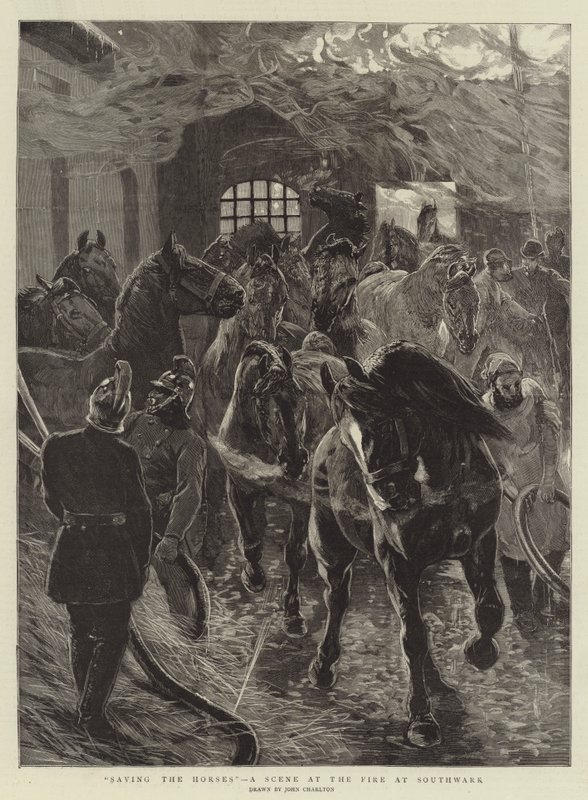 Saving the Horses, en scene ved brannen i Southwark av John Charlton