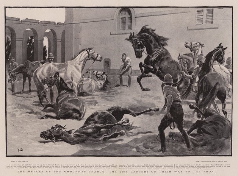The Heroes of the Omdurman Charge, de 21. Lancers på vei til fronten av John Charlton