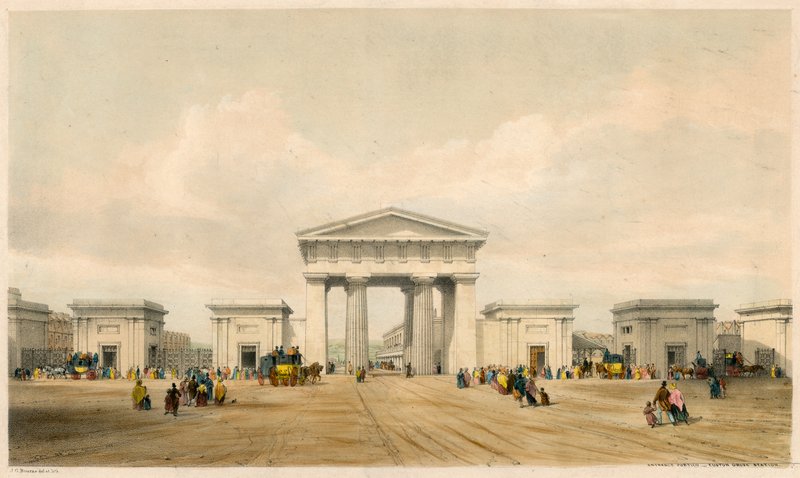 Inngangsportikoen til Euston Grove Station, London av John Cooke Bourne