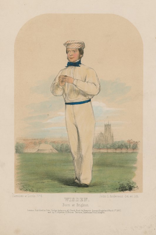 Portrett av John Wisden farge litho av John Corbet Anderson
