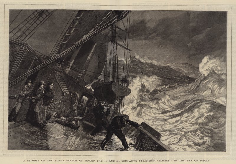 Et glimt av solen, en skisse om bord på P and O Companys dampskip Zambesi i Biscayabukta av John Evan Hodgson