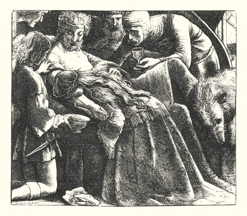 A Dream of Fair Women (gravering) av John Everett (after) Millais