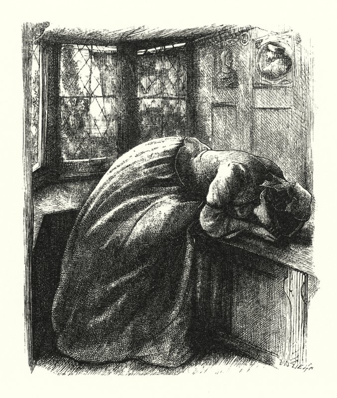 Mariana (gravering) av John Everett (after) Millais