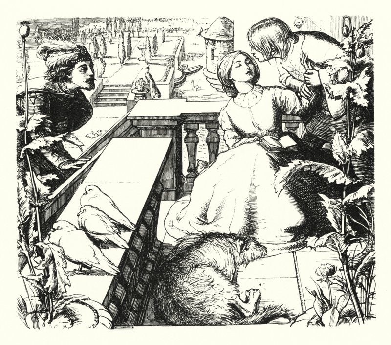 Dagdrømmen (gravering) av John Everett (after) Millais